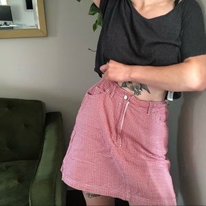 Red and white Gingham SKORT with POCKETS.